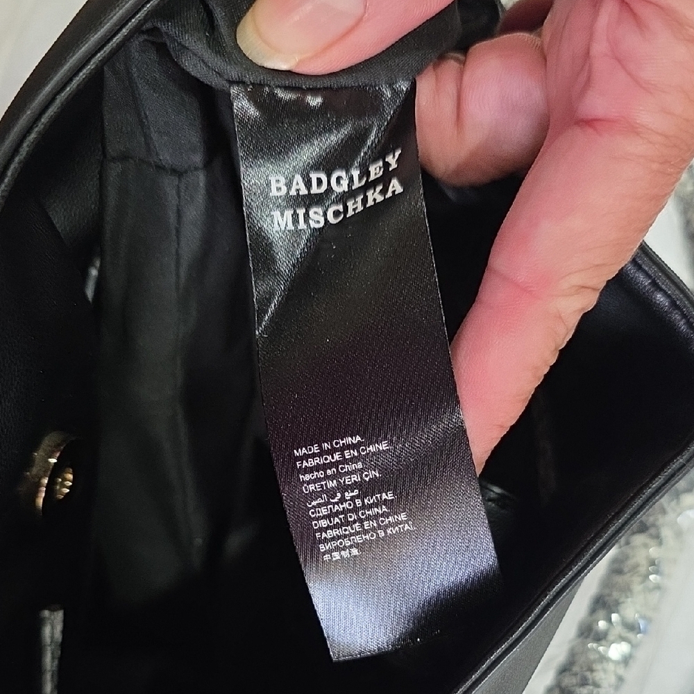 Badgley Mischka Black Shoulder Bag Snake 🐍 print Strap Crossbody - Picture 4 of 9